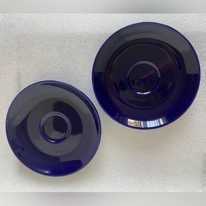 Crate&Barrel spal porcelain made in Portugal 2 saucers blue
